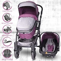 COCHE TRAVEL SYSTEM CON SILLA PORTABEBE EBABY «TAINY DELUXE» PINK